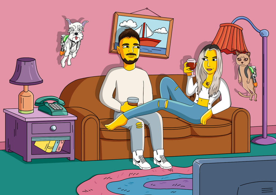 Simpsonowie (The Simpsons) - personalizowany obraz, cartoonizowany portret