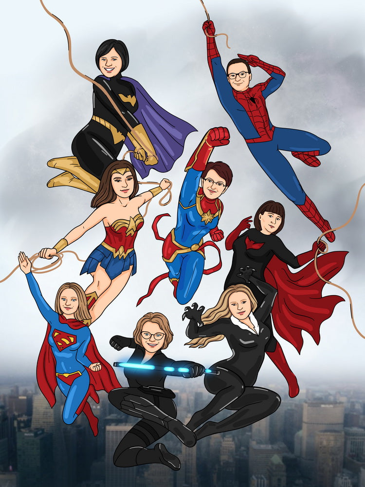 W stylu Superbohaterów - personalizowany obraz, cartoonizowany portret