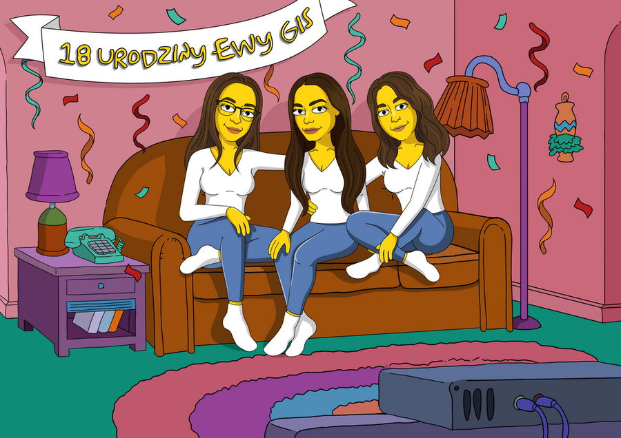 Simpsonowie (The Simpsons) - personalizowany obraz, cartoonizowany portret