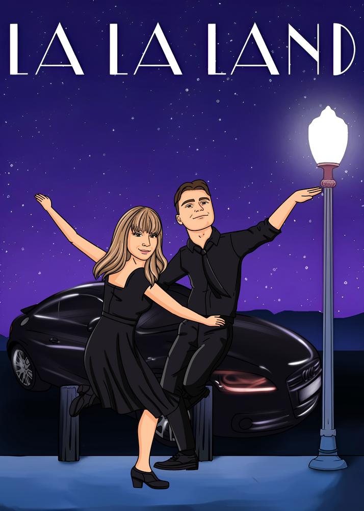 La La Land - personalizowany obraz, cartoonizowany portret