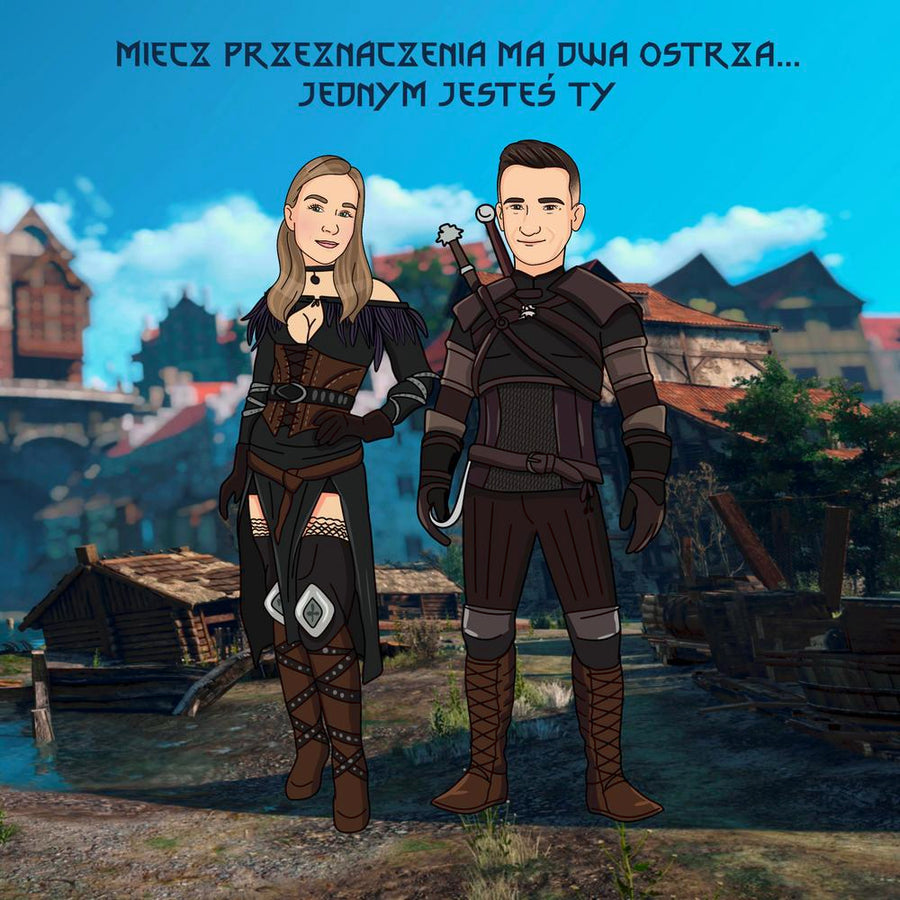 The Witcher (Wiedźmin) - personalizowany obraz, cartoonizowany portret