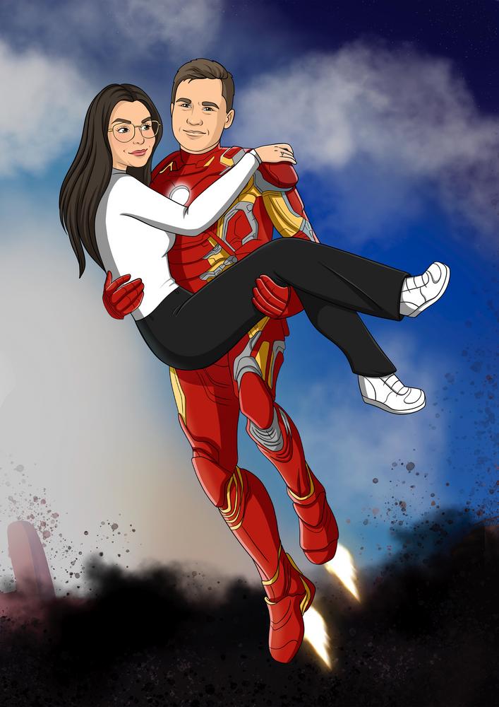 Cartoonizowany portret w stylu Superbohaterów - zamów personalizowany obraz