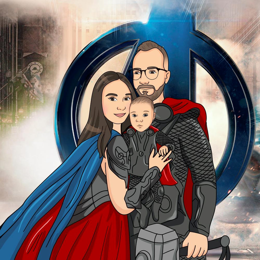 Cartoonizowany portret w stylu Superbohaterów - zamów personalizowany obraz