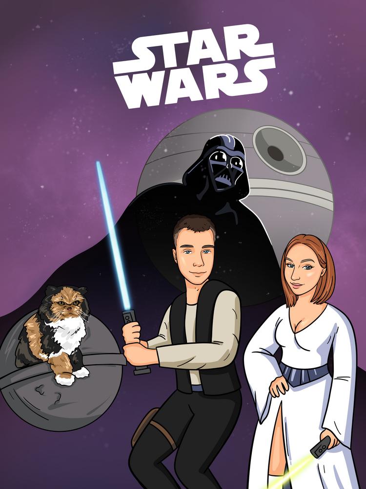 Star Wars - personalizowany obraz, cartoonizowany portret