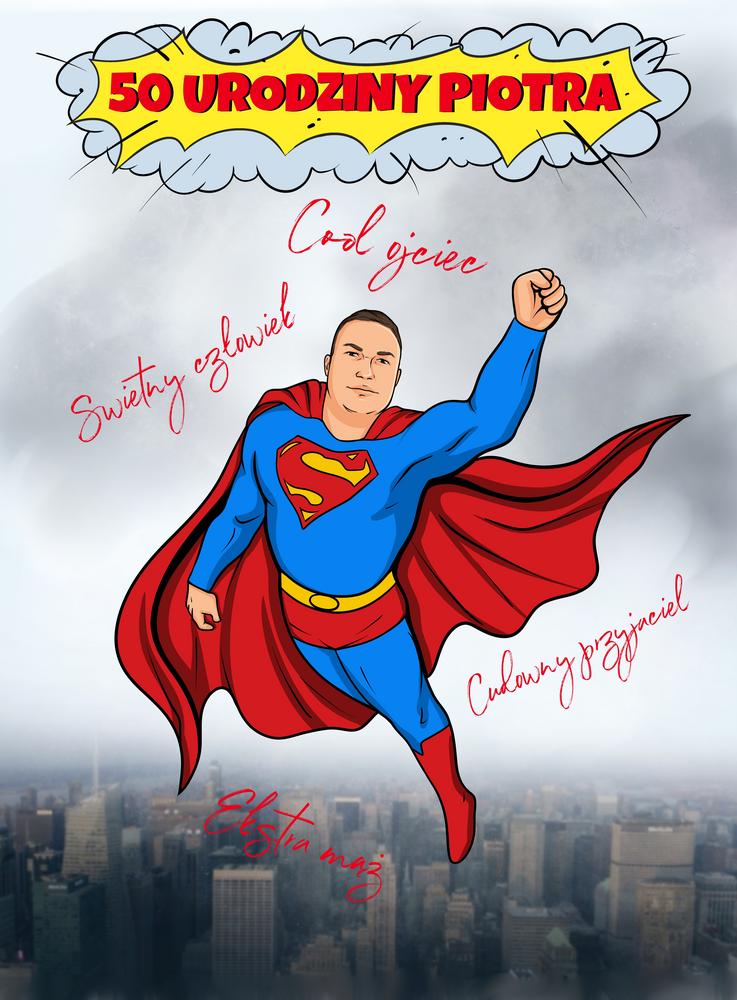 Cartoonizowany portret w stylu Superbohaterów - zamów personalizowany obraz