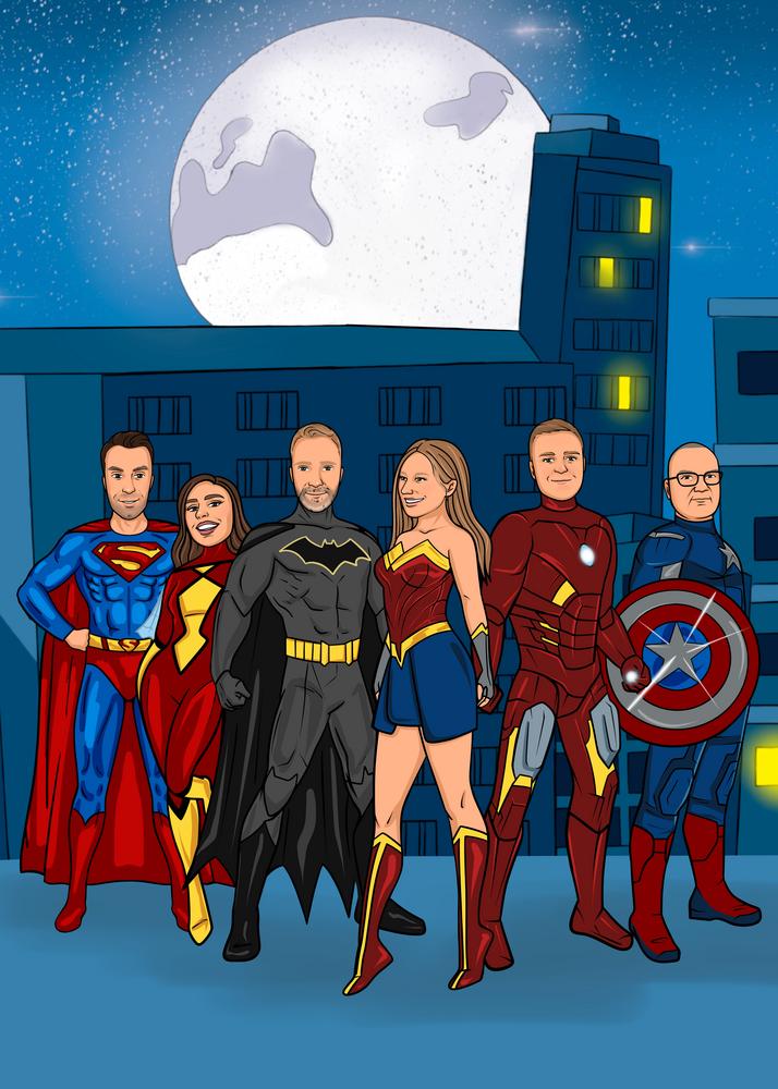 Cartoonizowany portret w stylu Superbohaterów - zamów personalizowany obraz