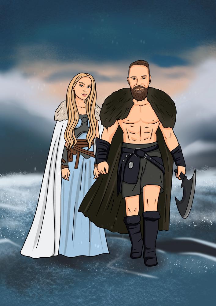Vikings (Wikingowie) - personalizowany obraz, cartoonizowany portret - Homy Post