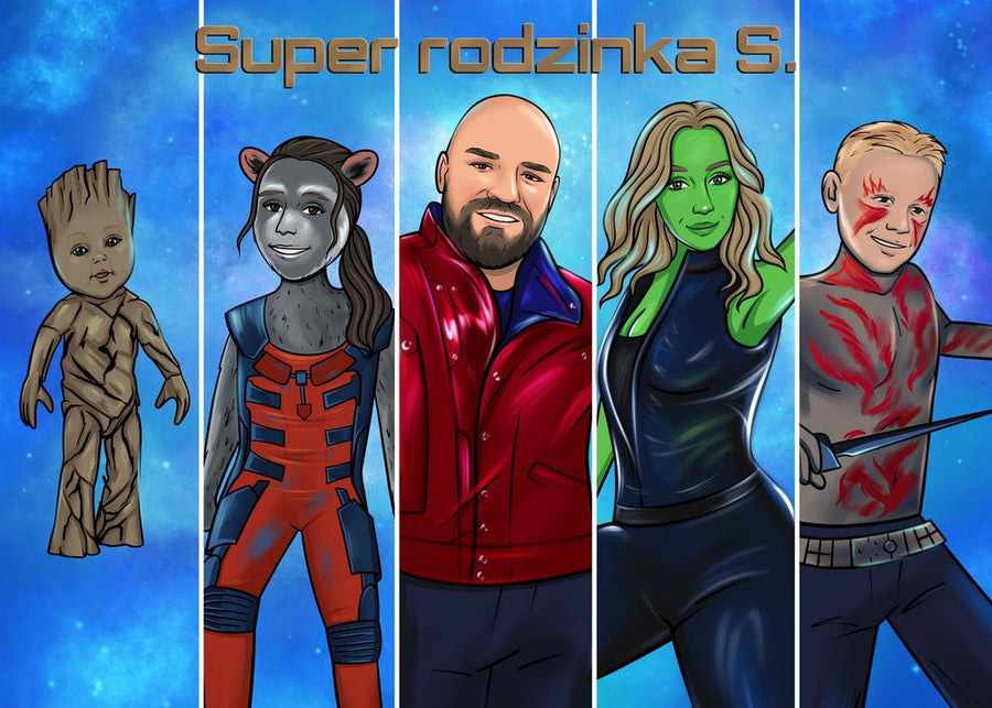 Cartoonizowany portret w stylu Superbohaterów - zamów personalizowany obraz