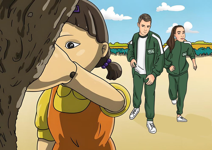 Squid Game - personalizowany obraz, cartoonizowany portret