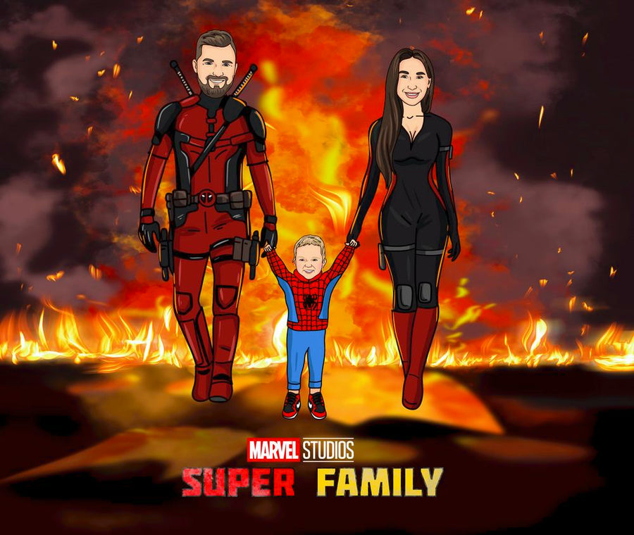 Deadpool & Wolverine - personalizowany obraz, cartoonizowany portret - Homy Post