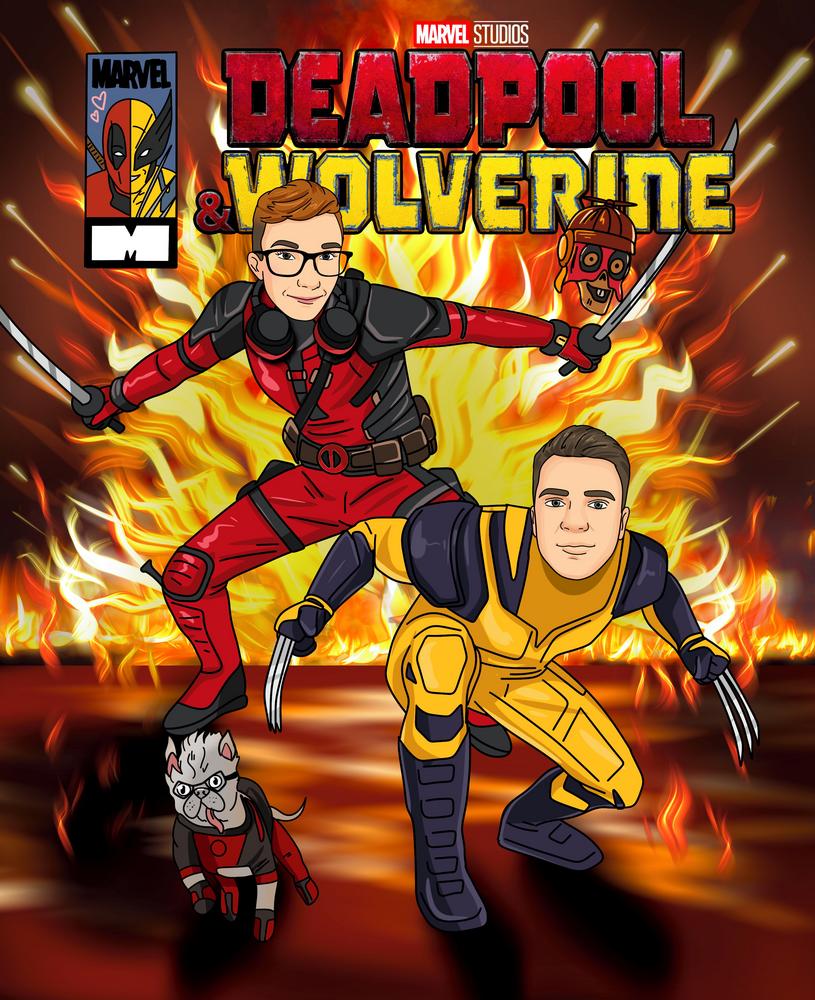 Deadpool & Wolverine - personalizowany obraz, cartoonizowany portret - Homy Post