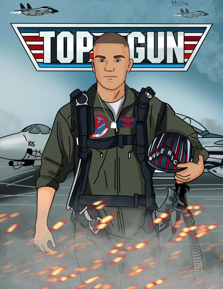 Top Gun: Maverick - personalizowany obraz, cartoonizowany portret - Homy Post