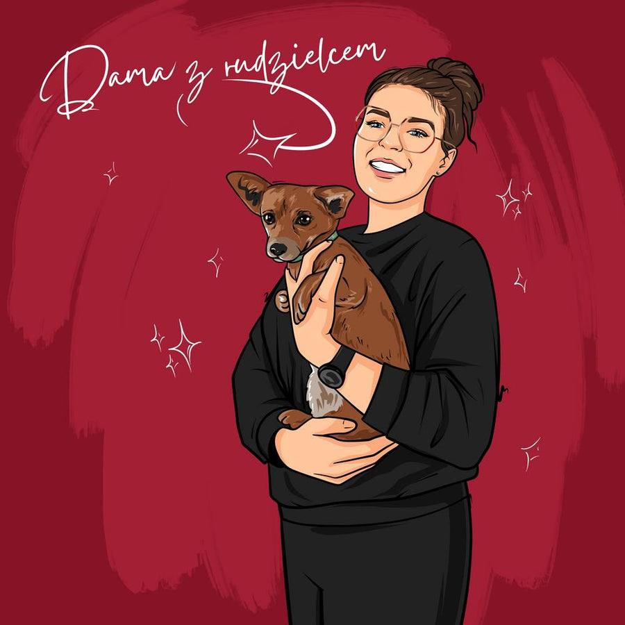Portret ze zwierzętami - zamów kreskówkowy personalizowany obraz - Homy Post