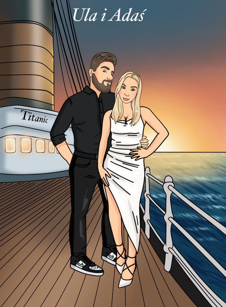Titanic - personalizowany obraz, cartoonizowany portret - Homy Post