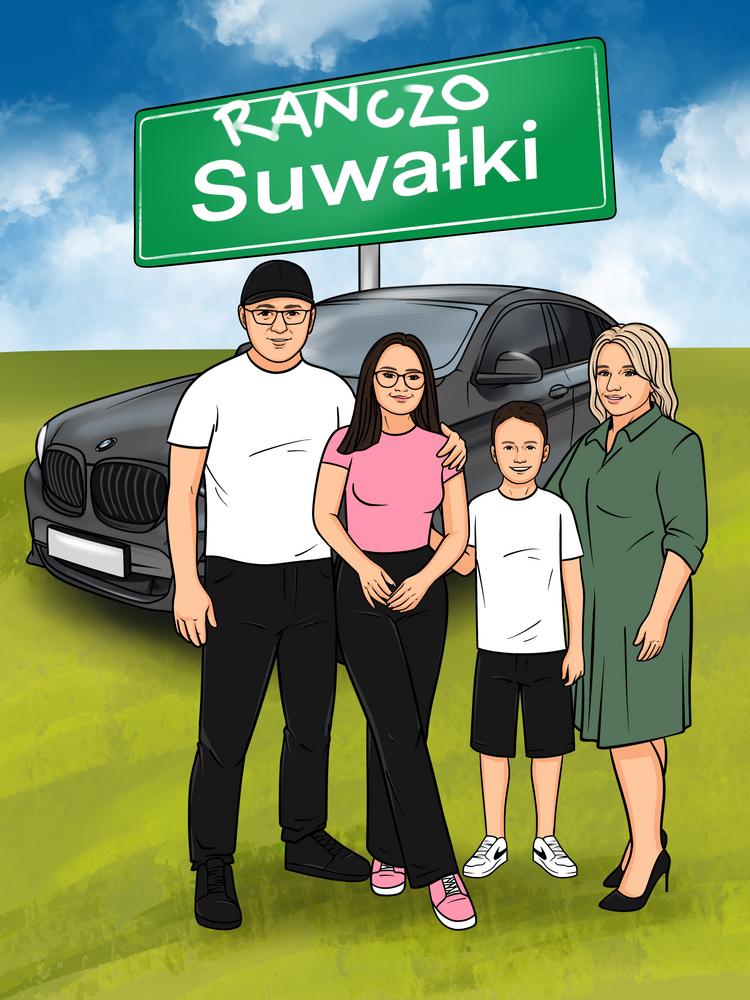 Ranczo Wilkowyje - personalizowany obraz, cartoonizowany portret - Homy Post