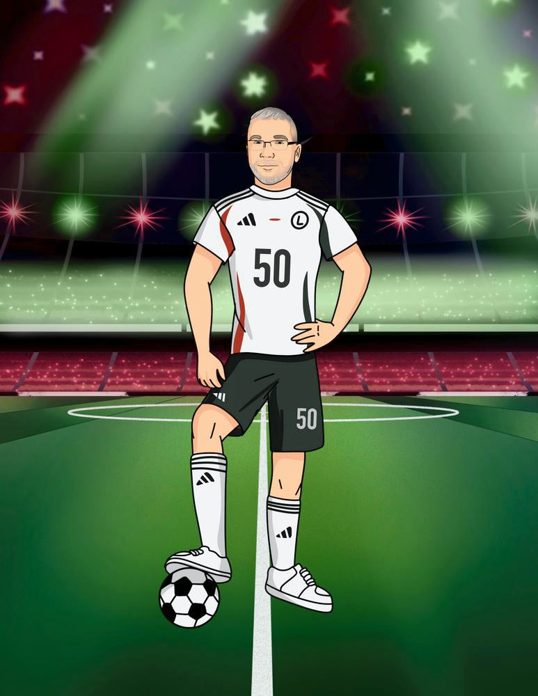 Portret w stylu piłkarskim / sportowym - personalizowany obraz ze zdjęcia - Homy Post