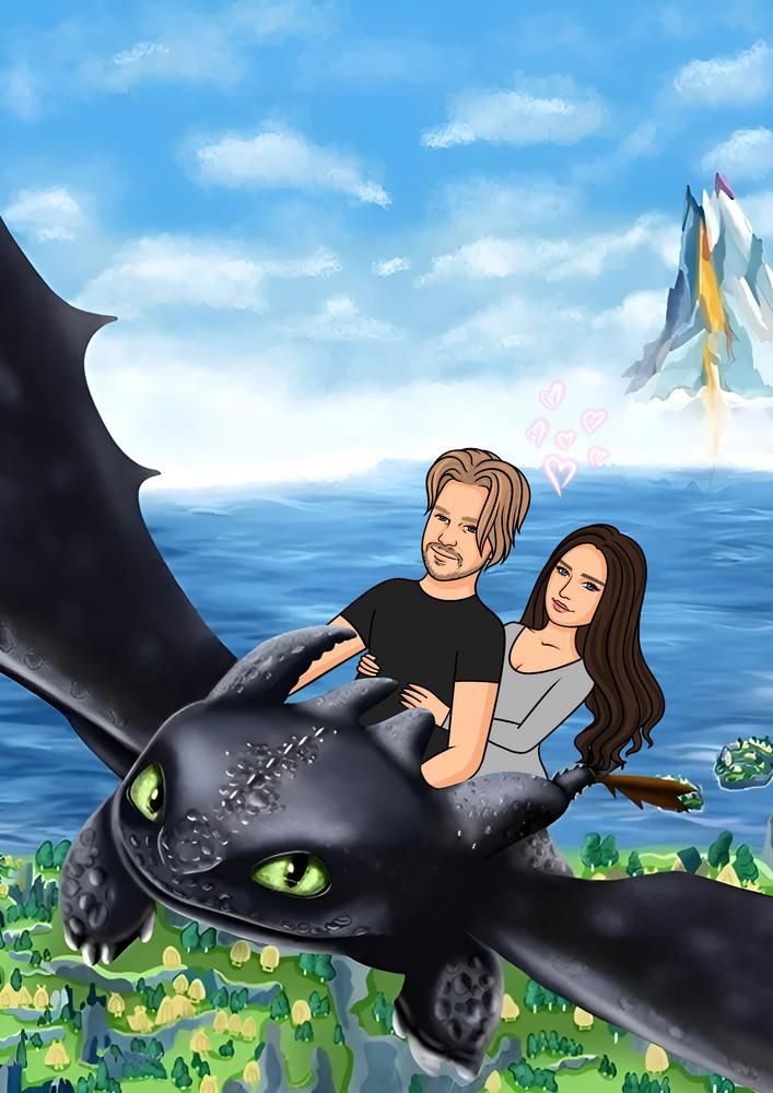 How to Train Your Dragon (Jak wytresować smoka) - personalizowany obraz, cartoonizowany portret - Homy Post