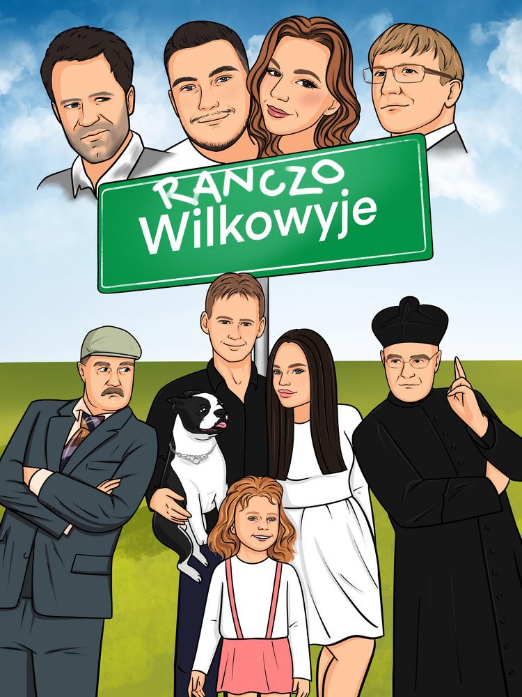 Ranczo Wilkowyje - personalizowany obraz, cartoonizowany portret - Homy Post