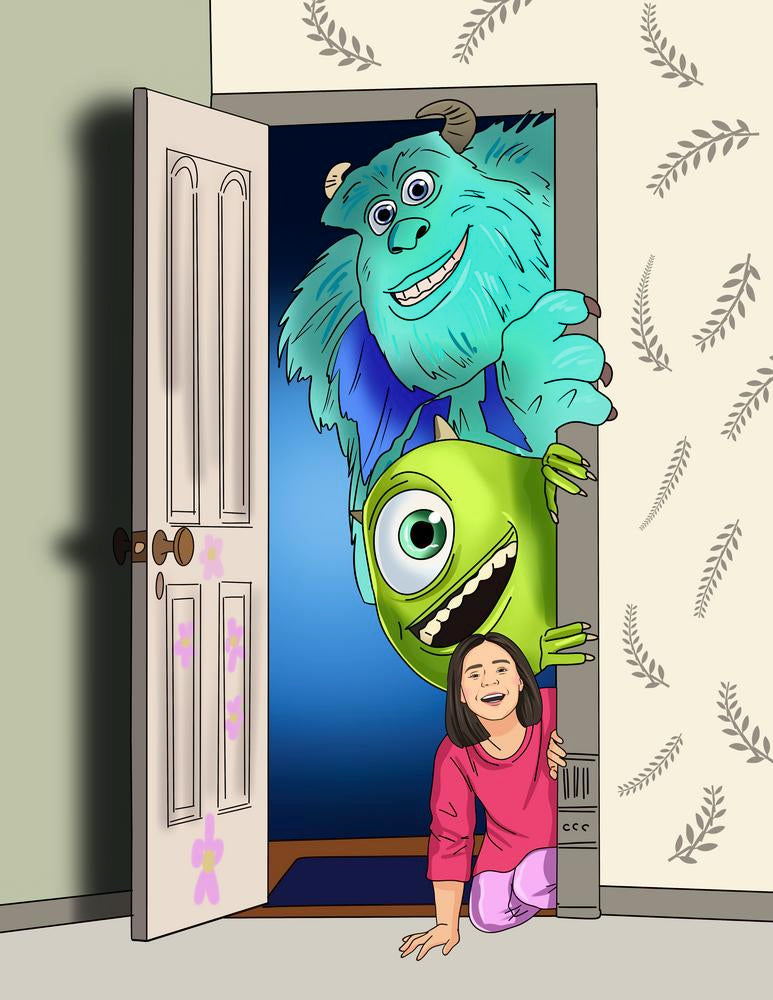 Monsters, Inc. (Potwory i spółka) - personalizowany obraz, cartoonizowany portret