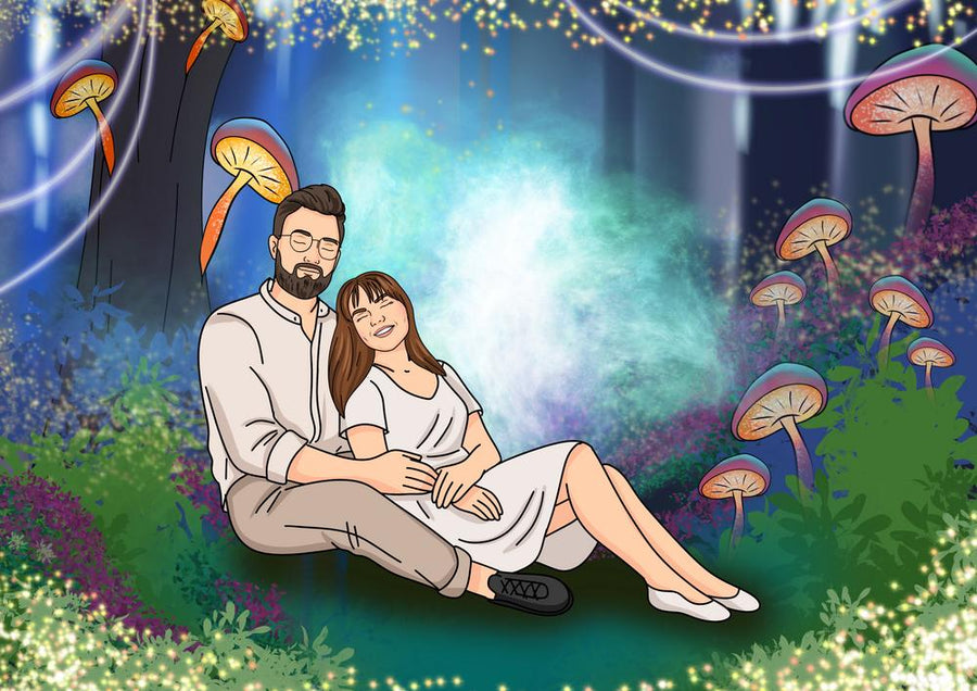 Portret w naturze - kreskówkowy personalizowany obraz na dworze - Homy Post