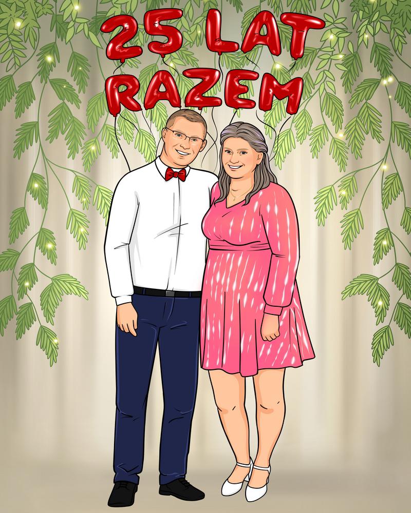 Portret romantyczny na Walentynki w stylu kreskówki ze zdjęcia - Homy Post