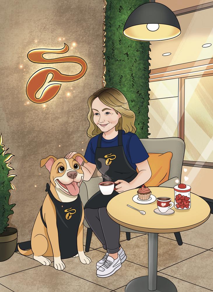 Portret zawodowy, strażacki - personalizowany obraz w stylu kreskówki - Homy Post