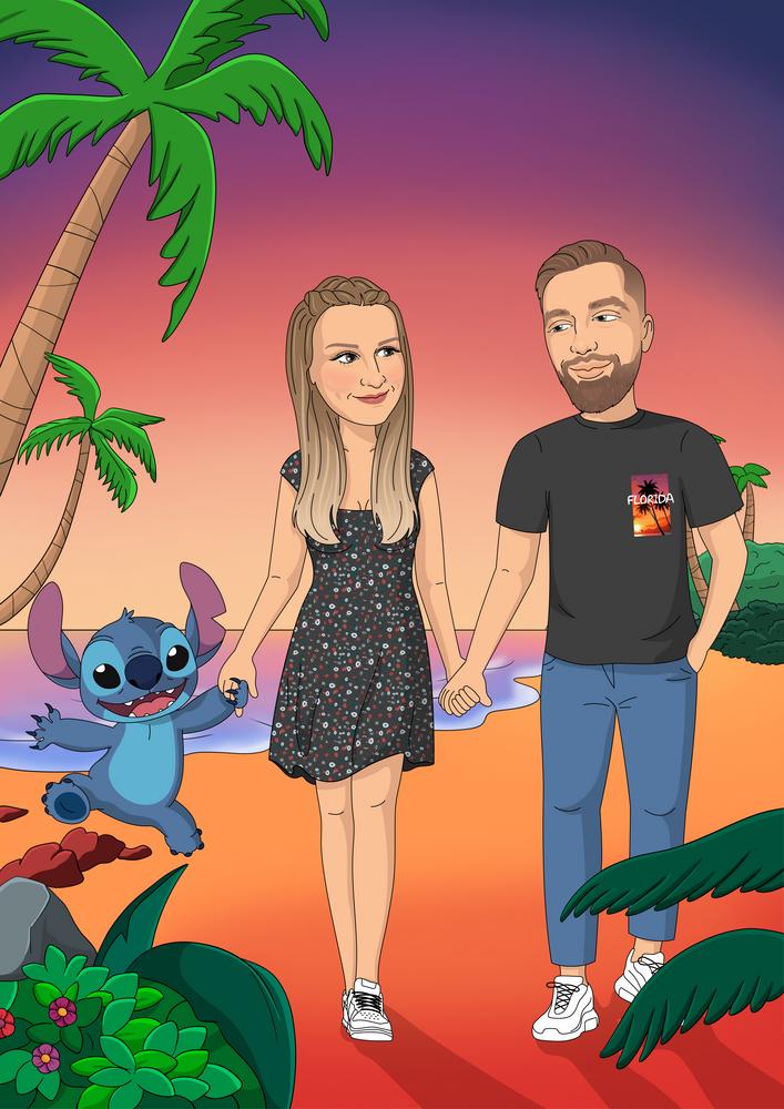 Lilo & Stitch - personalizowany obraz, cartoonizowany portret