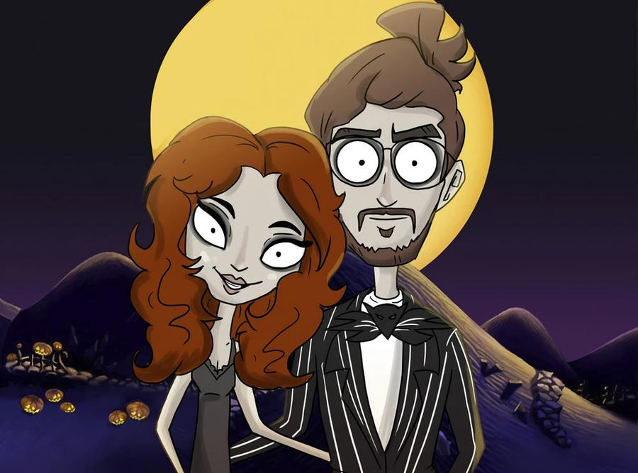 Miasteczko Halloween (The Nightmare Before Christmas) - personalizowany obraz, cartoonizowany portret - Homy Post