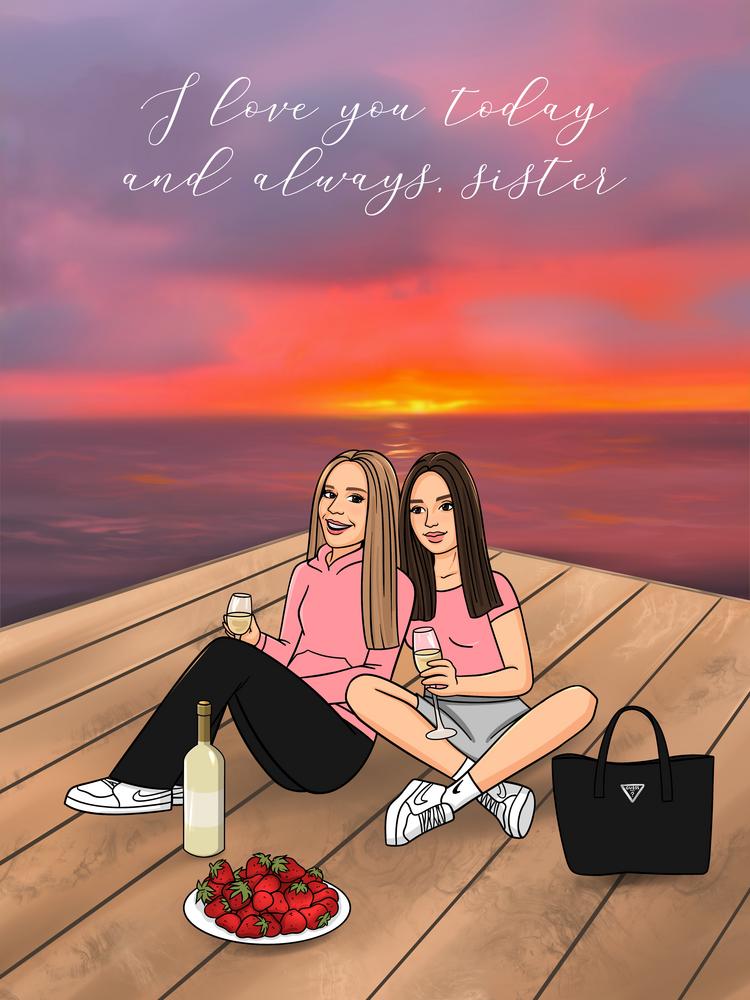 Portret w naturze - kreskówkowy personalizowany obraz na dworze - Homy Post