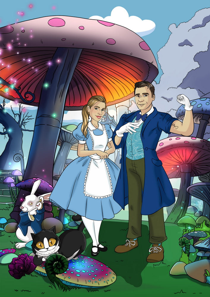 Alice in Wonderland (Alicja w Krainie Czarów) - personalizowany obraz, cartoonizowany portret