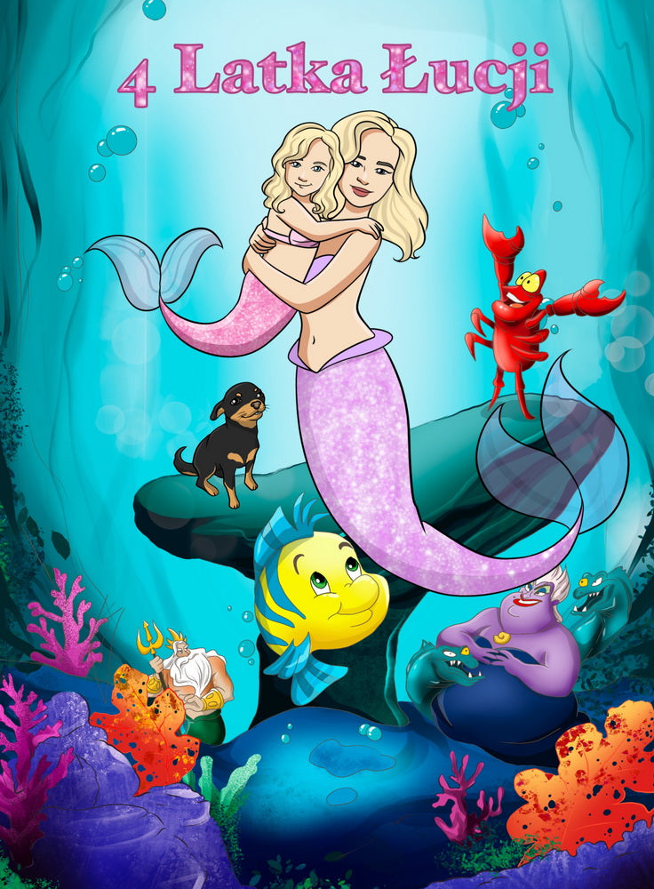 The Little Mermaid (Mała syrenka) - personalizowany obraz, cartoonizowany portret - Homy Post