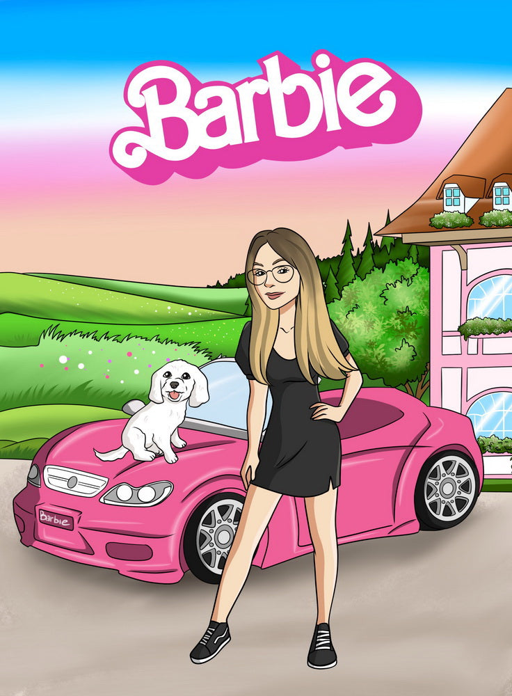 Barbie - personalizowany obraz, cartoonizowany portret