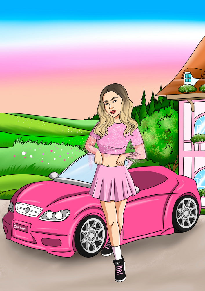Barbie - personalizowany obraz, cartoonizowany portret