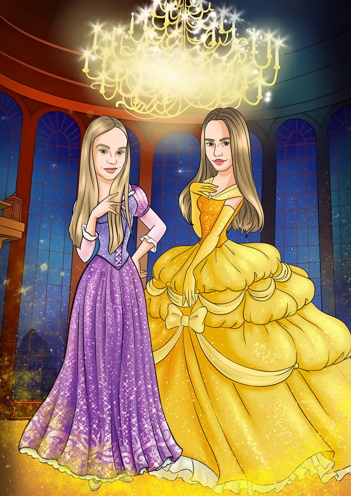Beauty and the Beast (Piękna i Bestia) - personalizowany obraz, cartoonizowany portret