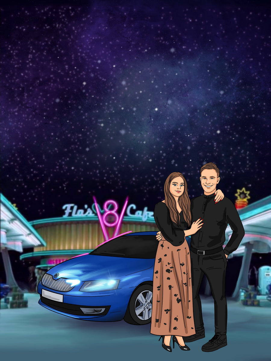 Cars - personalizowany obraz, cartoonizowany portret