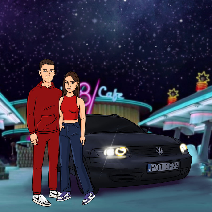Cars - personalizowany obraz, cartoonizowany portret