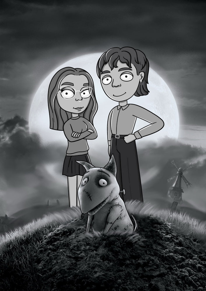 Frankenweenie - personalizowany obraz, cartoonizowany portret
