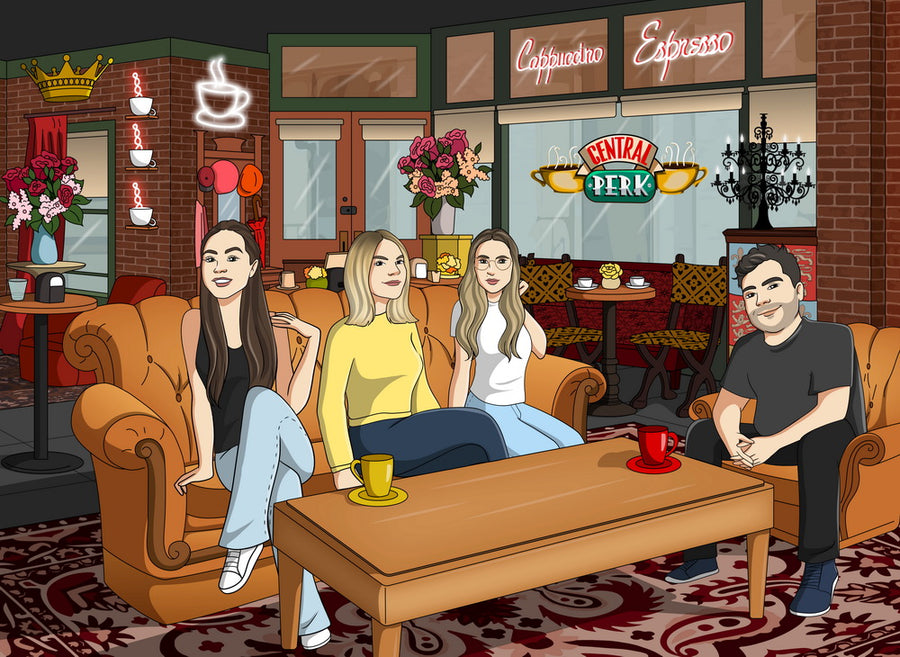 Friends (Przyjaciele) - personalizowany obraz, cartoonizowany portret