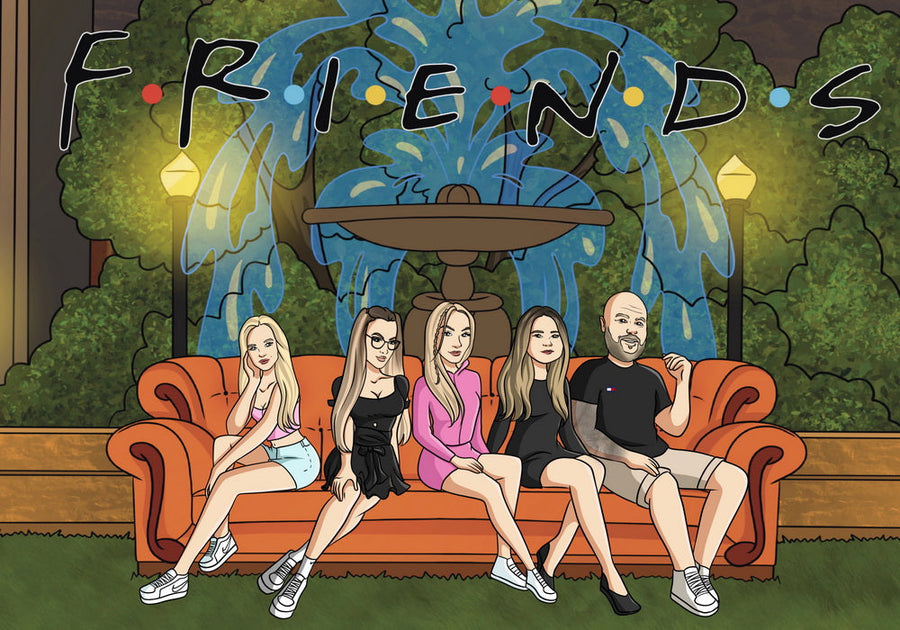 Friends (Przyjaciele) - personalizowany obraz, cartoonizowany portret