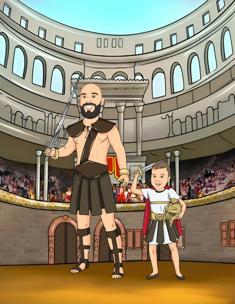 Gladiator - personalizowany obraz, cartoonizowany portret - Homy Post