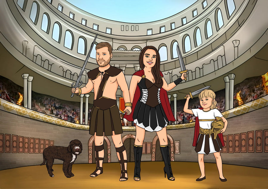 Gladiator - personalizowany obraz, cartoonizowany portret - Homy Post