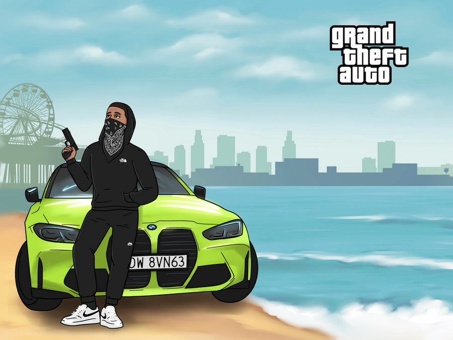 Grand Theft Auto (GTA) - personalizowany obraz, cartoonizowany portret