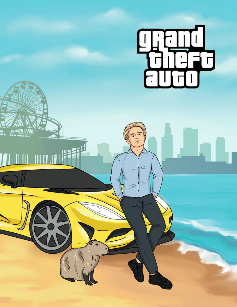Grand Theft Auto (GTA) - personalizowany obraz, cartoonizowany portret - Homy Post