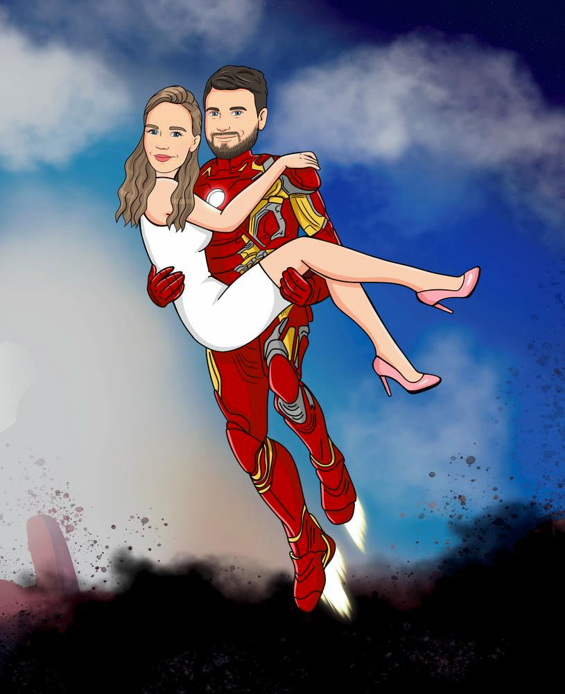 Cartoonizowany portret w stylu Superbohaterów - zamów personalizowany obraz