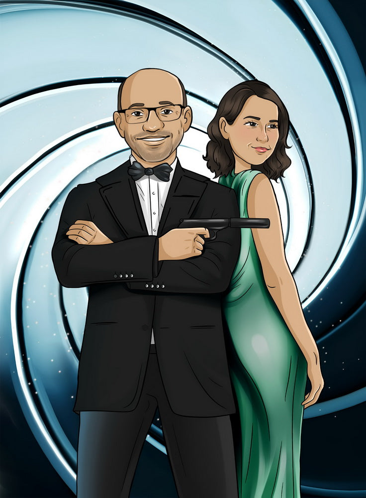James Bond 007 - personalizowany obraz, cartoonizowany portret