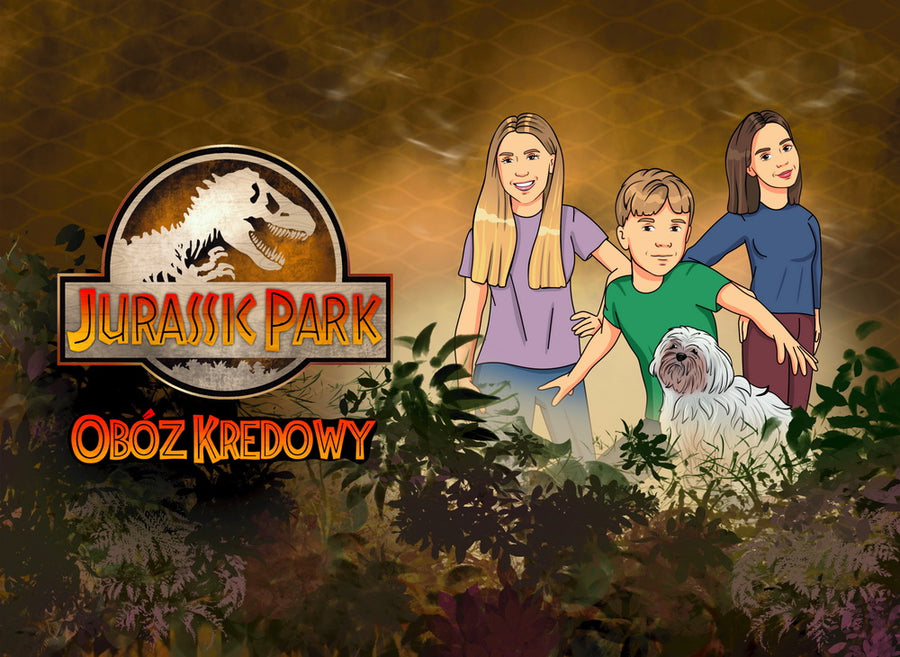 Park Jurajski (Jurassic Park) - personalizowany obraz, cartoonizowany portret