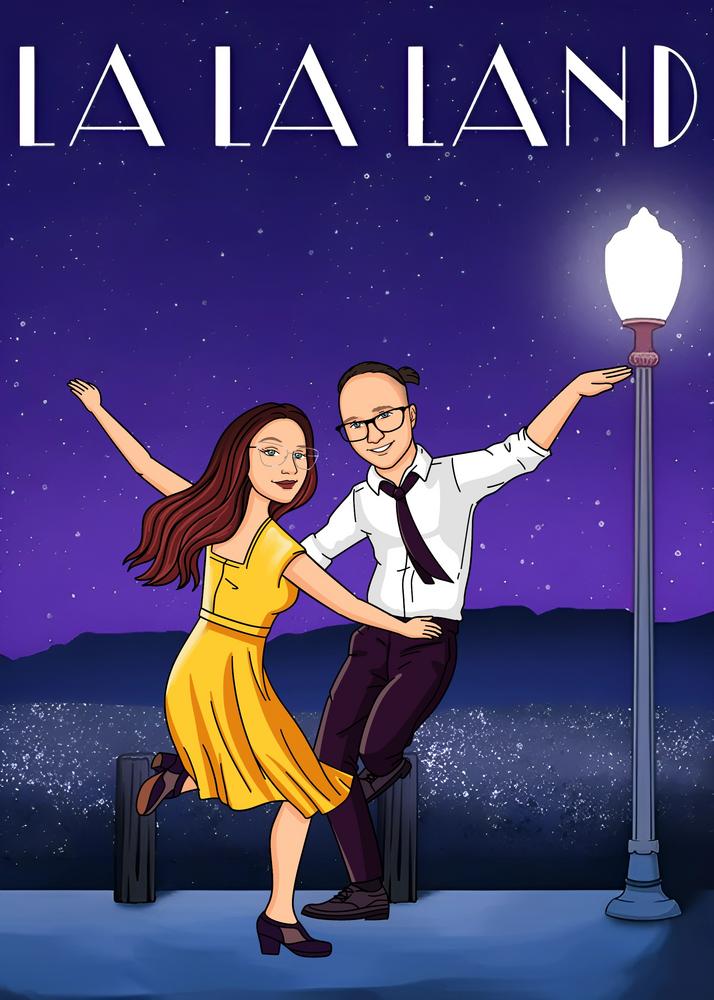 La La Land - personalizowany obraz, cartoonizowany portret