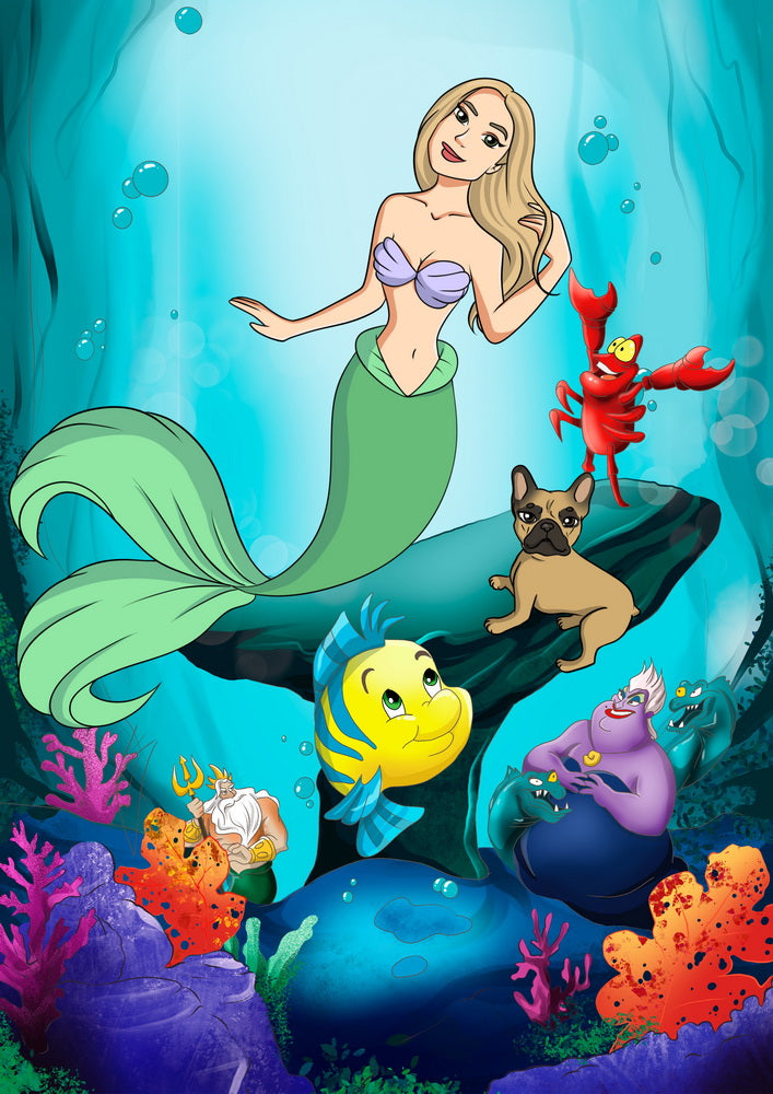 The Little Mermaid (Mała syrenka) - personalizowany obraz, cartoonizowany portret - Homy Post