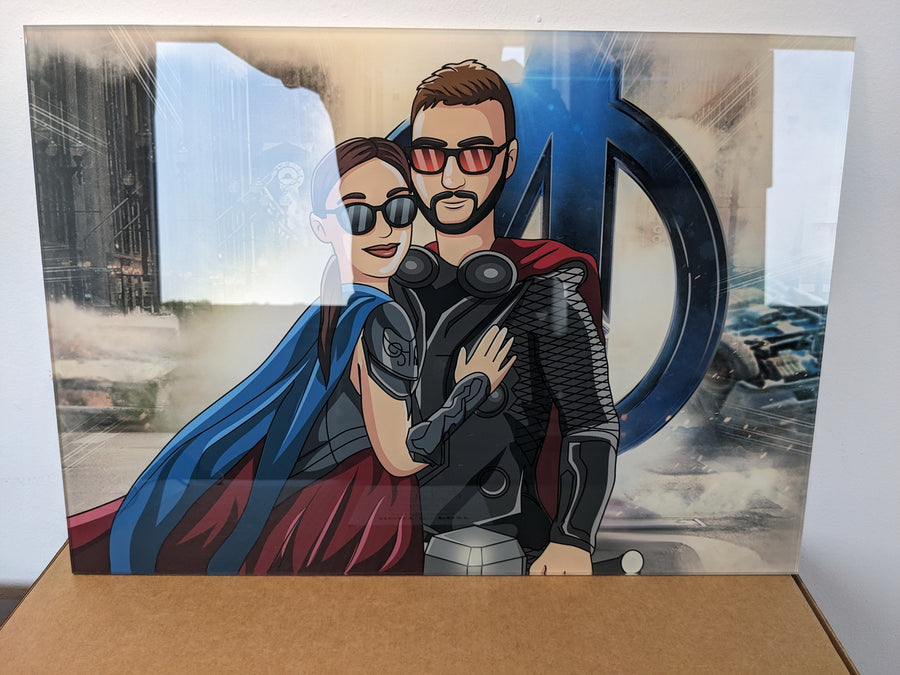 Szkiełko w stylu Superbohaterów - personalizowany obraz, portret na szkle