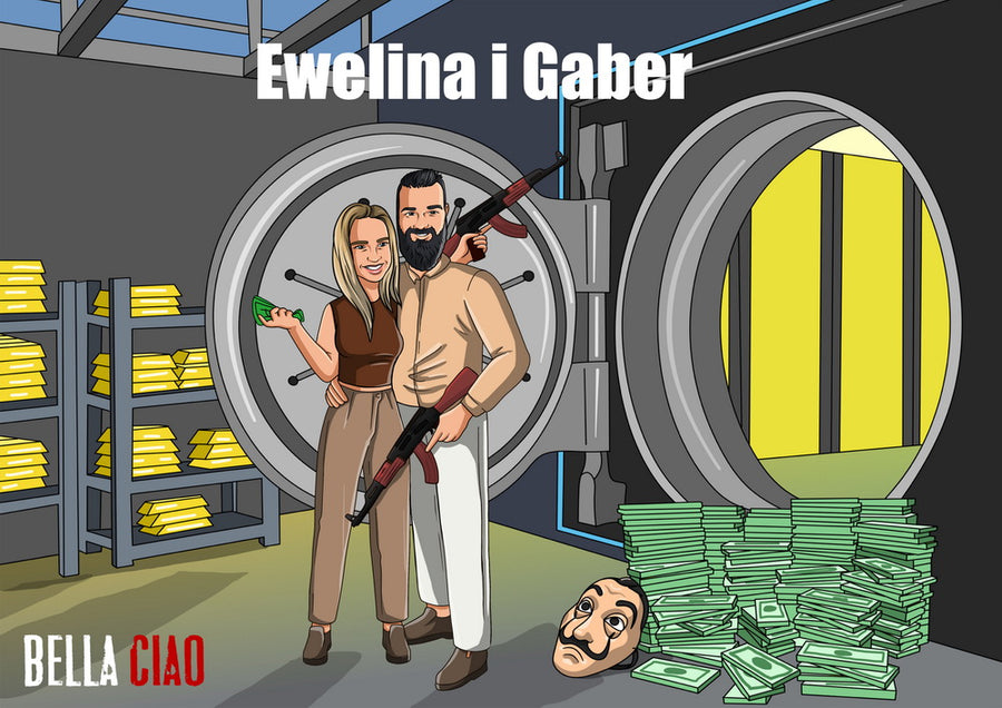 Money Heist (Dom z papieru) - personalizowany obraz, cartoonizowany portret